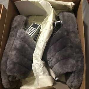 Ugg gray fluff yeah slide